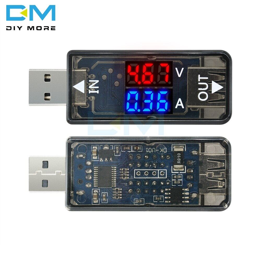 【100% original diymore】 Mini 5V USB Current Voltage Meter charger Tester Voltmeter Ammeter Detector Digital Red Blue Display 3.3-18V 3A For Phone Power