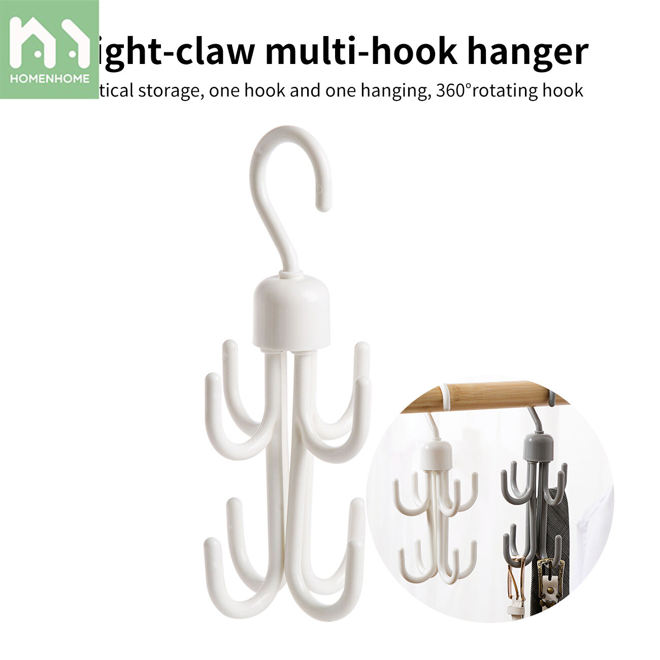 Homenhome Octopus Hook Hanger Rotating Hanging Scarf Shelf Scarf Hanger Leather Waist Led Belt Storage Rack