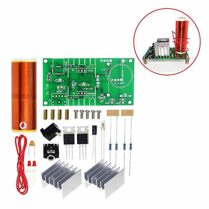 1 set mini tesla coil kit 15w mini music tesla coil plasma speaker tesla wireless transmission dc 15 24v diy kits