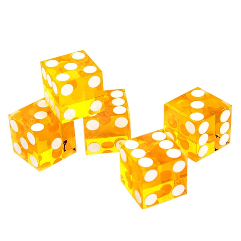 5pcs High-grade Acrylic Transparent Dice Six Sided D6 19mm Casino Dice with Razor Edges