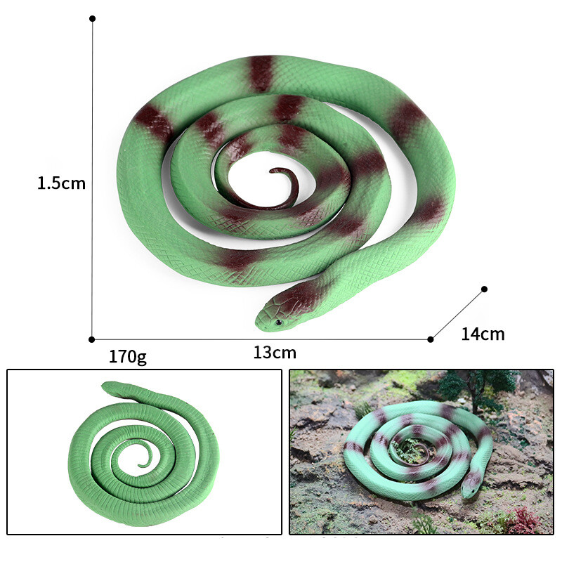 Children's Tricky Toy Amphibian Reptile Soft Glue Scale Snake Python Solid Simulation Snake Model Decoration Ornaments PVC Miniature Collection Toys Educational Kids Toy Toys for Boys Toys for Girls