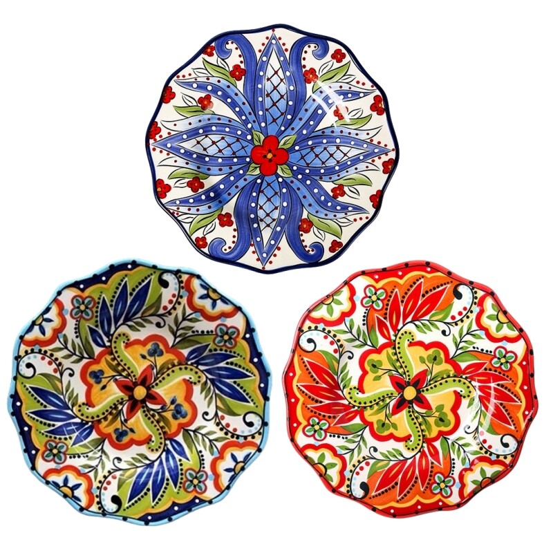 Omk bohemia ceramic 9 inch dinner plate set 3pcs