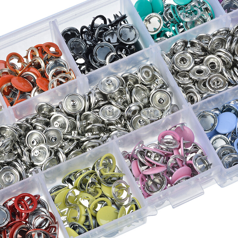 Pzcf Bộ 100/200 Bộ Dụng Cụ Bấm Khuy Bấm Nút Bấm May Vá Kim Loại Kìm Bấm Màu Đủ Loại Tự Làm Trang Phục Quần Áo