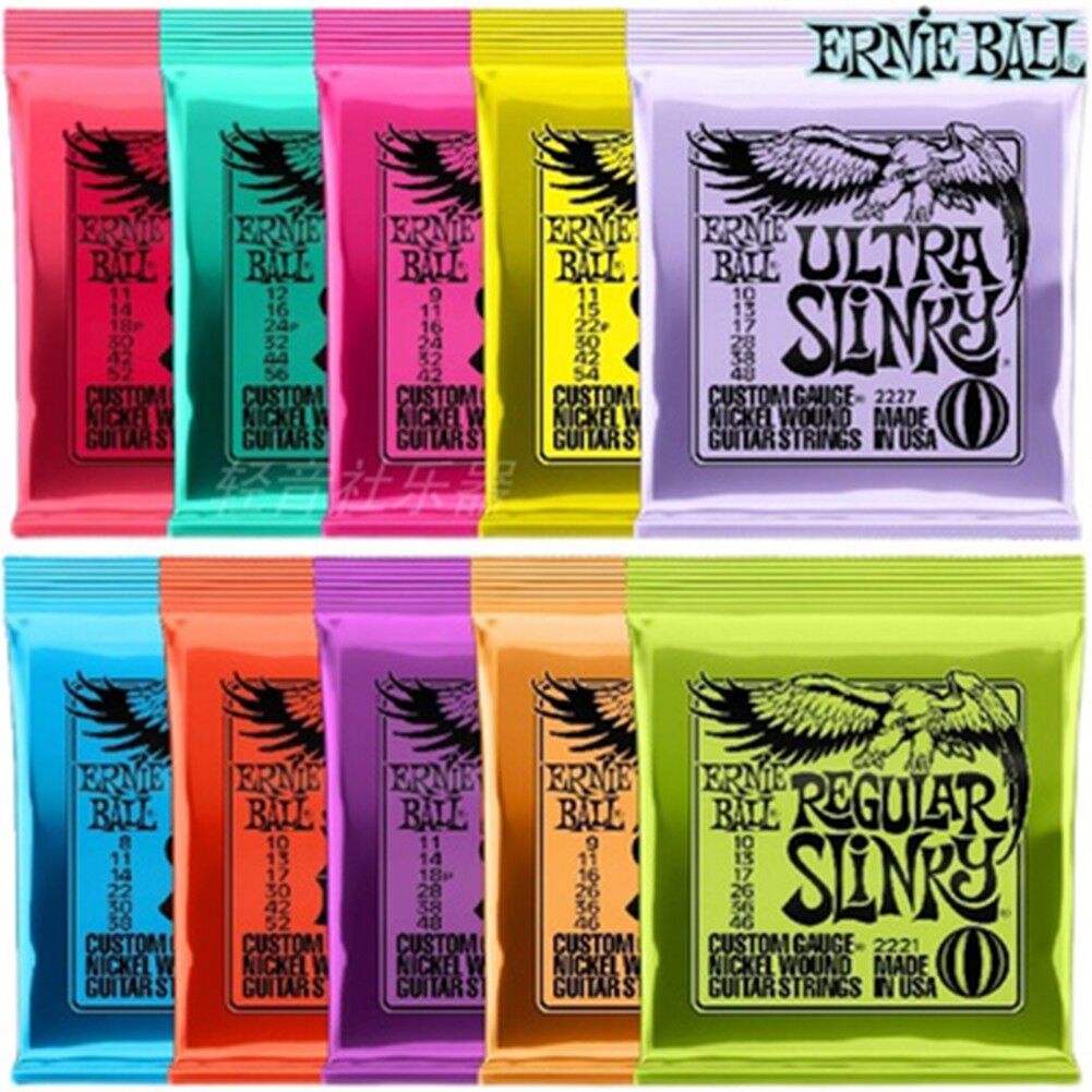 "Ernie Ball Electric Guitar Strings Hybrid and Noteven Slinky Variations"