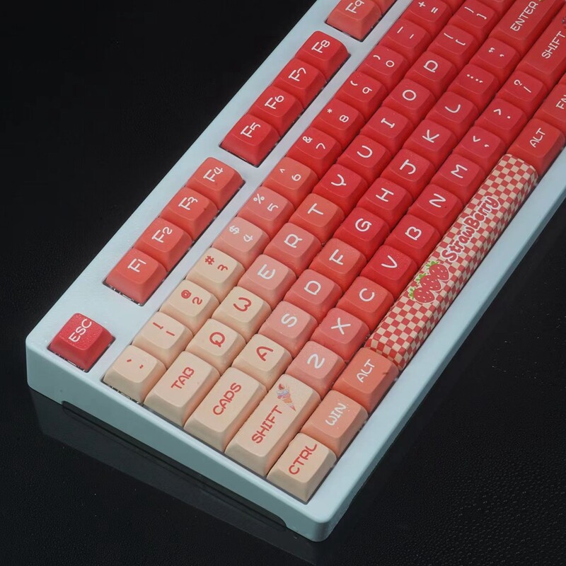 Dâu Tây chủ đề Keycap 130 phím xda hồ sơ PBT thăng hoa cho công tắc Cherry MX KTT TTC hộp jwk chuyển đổi Bàn Phím Cơ RK61/Anne Pro 2/gk61