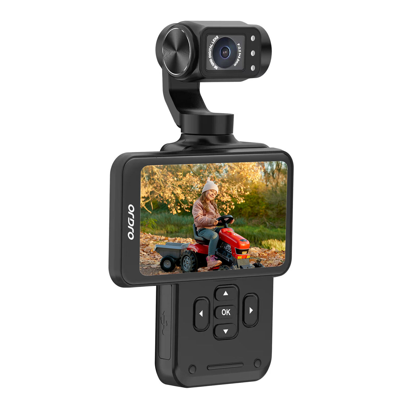 ORDRO M5 5K Vlogging Camera With 3-Axis Stabilizer 120° Ultra-Wide Angle IR Night Vision 3.5'' Rotatable IPS Screen, Small Vlog Camera With 64G SD Card For Photography YouTube TikTok | PH