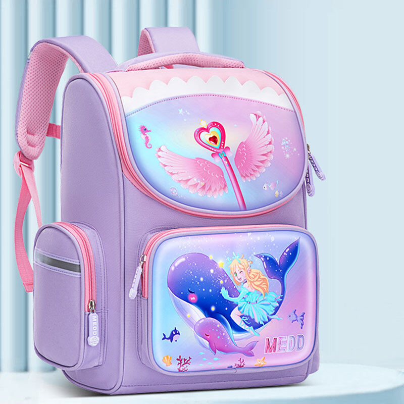 Esspreso The new unicorn schoolbag primary school students first to sixth grade children and girls 6-12 years old to reduce the burden spine protection backpack