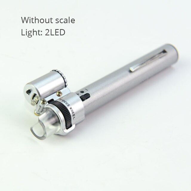 100x Focus Ajustable Pen Style Pocket Microscope With Led Light Portable Magnifier Examination Jewelry