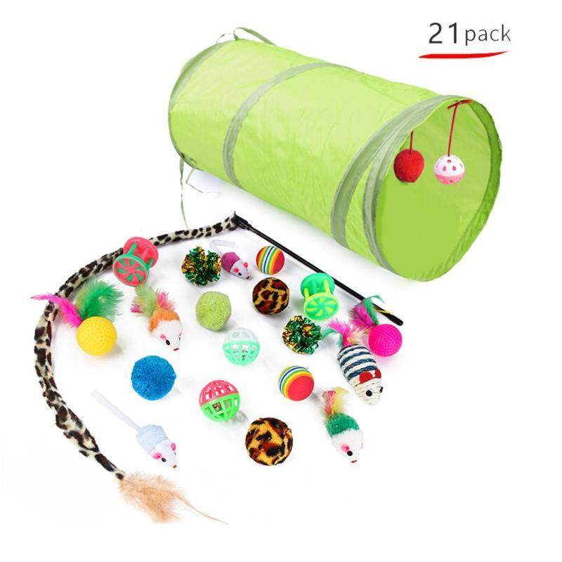 21 Cái/bộ Đồ Chơi Hầm Mèo Mèo Cưng Đóng Mở Đường Hầm Vui Kit Chuông Hình Sợi Lông Đồ Chơi Cho Chó Mèo Trong Nhà Tương Tác Phụ Kiện Thú Cưng