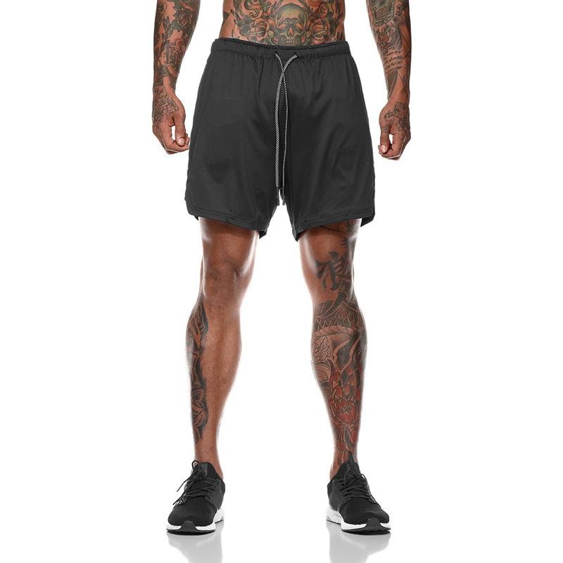2 In 1 Running Shorts Men Compression Quick Drying Breathable With Built-in Pocket Training Shorts