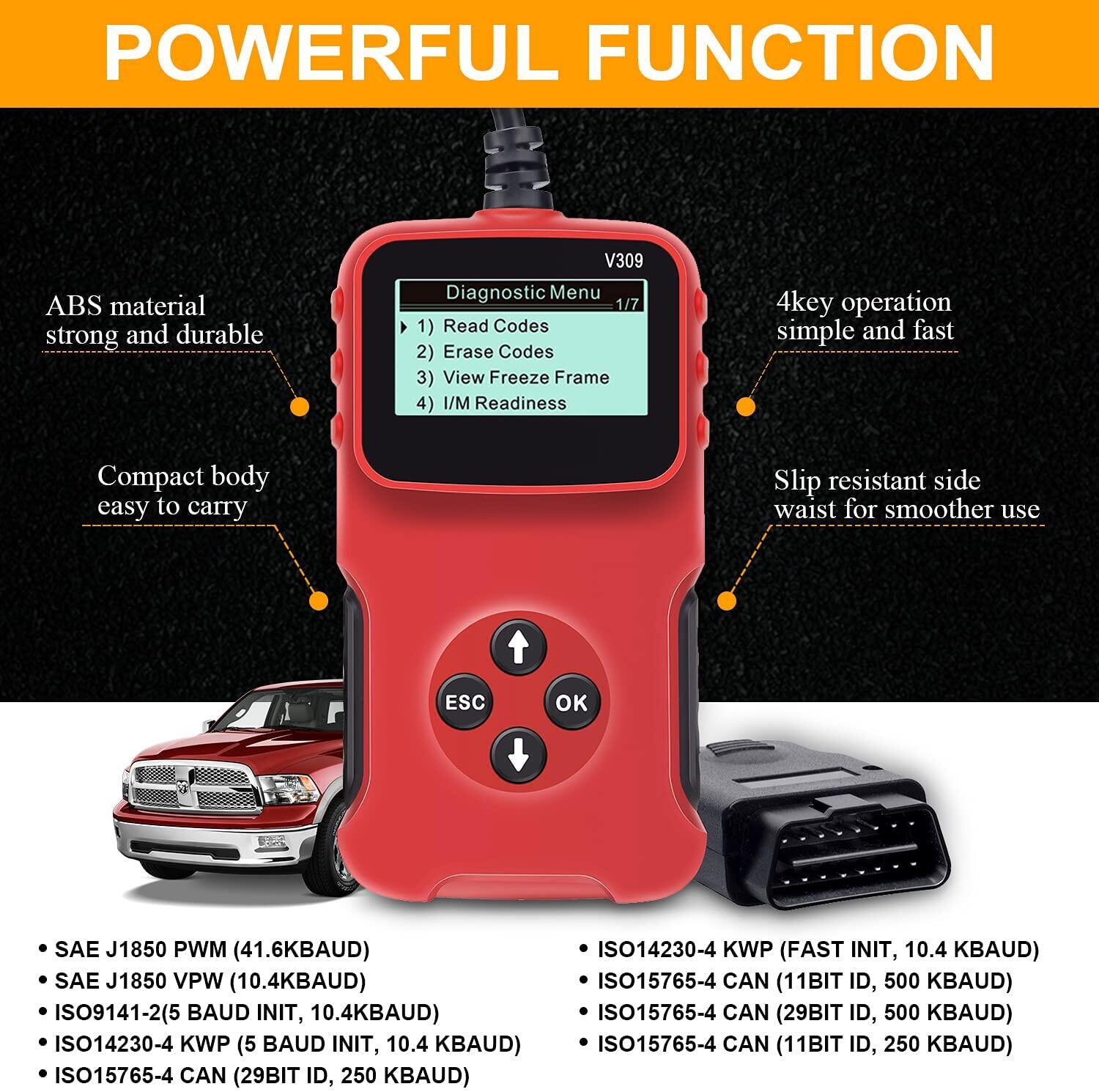 V309 Car Fault Detector Elm327 Obd2 Car Diagnostic Tool Code Reading Card