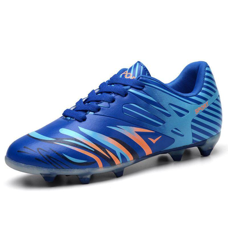 2019 model ledakan lonjakan sepatu sepak bola, Anak laki-laki dan perempuan dewasa bantuan rendah kamuflase kulit permukaan karet pelatihan kompetisi datar sepatu sepak bola yang didedikasikan