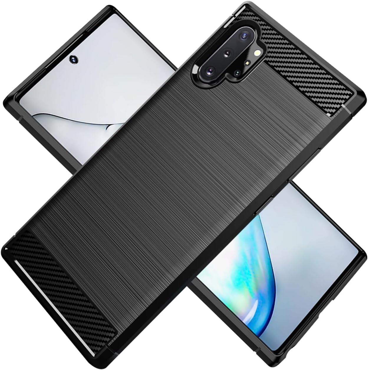 Shockproof Silicone Case for Samsung Note 10 Plus Galaxy Note 10+ Carbon Fiber Cases for galaxy Note 10 Pro Brushed Texture Phone Cover