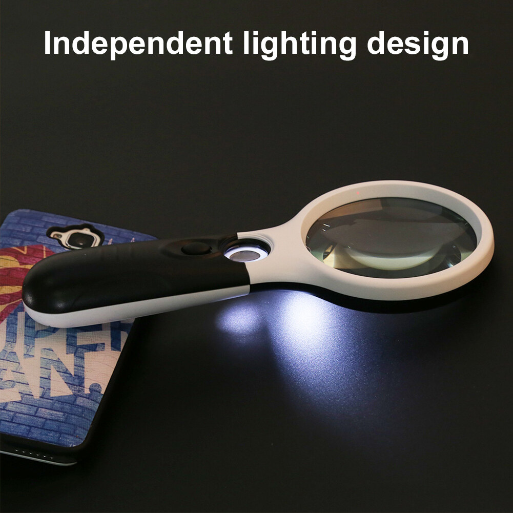 【Aneng】45x Kính lúp với 3 đèn LED chiếu sáng Kính Lúp Đèn cầm tay lên kính lúp thủy tinh cầm tay để đọc/đánh giá đồ trang sức