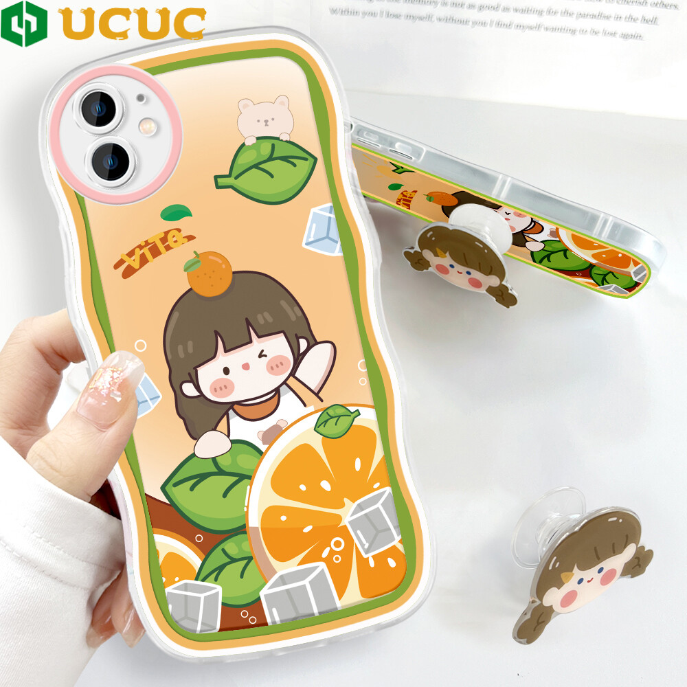 Ucuc phone case for iphone 13 pro max 13 mini iphone 11 pro max iphone 14 pro max 14 plus iphone 12 pro max 12 mini iphone11pro casing for girls soft wavy case cartoon girl shockproof casing