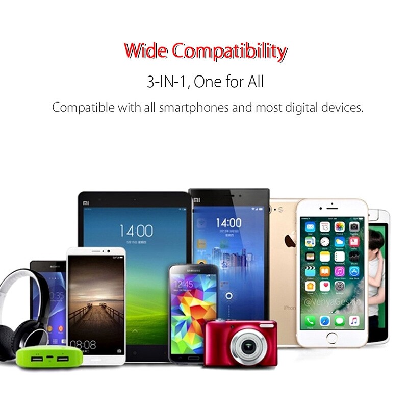 3 trong 1 cáp dây rút Micro USB cáp sạc sạc USB đa năng Cáp USB C Type-C cáp phổ dụng