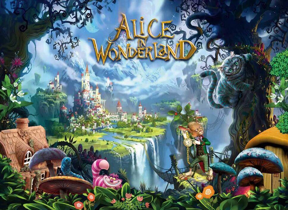 Alice in Wonderland Backdrop Fairy Tale Forest For Girl Birthday Banner