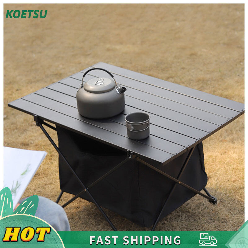 KOETSU【COD】🏕️Convenient aluminum alloy all-black folding table, portable foldable camping self-driving table, barbecue table, stall table