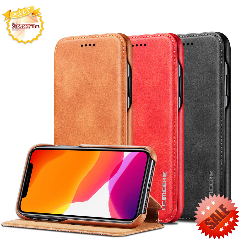 Xicci flip vintage slim leather case for iphone 6/7/8 iphone 6/7/8 plus iphone x/xs xr xs max magnetic closure stand function card slot wallet cover