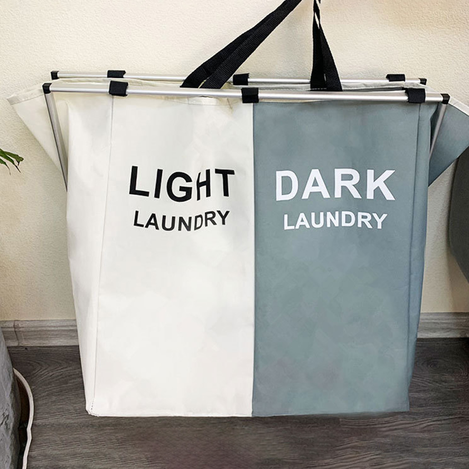 mandari Laundry Hamper X-shaped Frame Design Large Capacity Durable Multi-compartment Clear Print Multi-Functional 2/3 Girds Oxford Cloth Dirty Laundry Basket Household Supplies Laundry Storage Container
