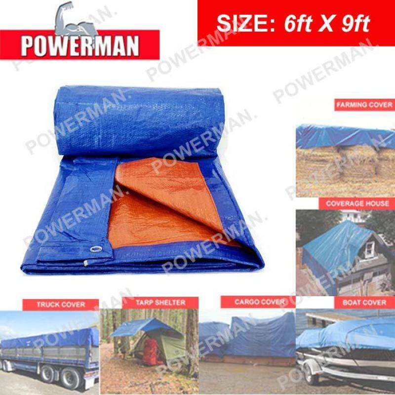 BLUE ORANGE WATERPROOF STRONG FLEXIBLE TARPAULIN SHEET CANVAS - 6FT X 9FT