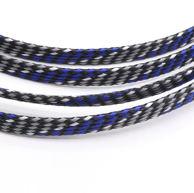 12mm mở rộng Braid tay áo PP sợi bông + ống bọc PET có thể kéo dài dây mềm bọc cáp cách điện bảo vệ dòng khai thác Sheath-5Meters