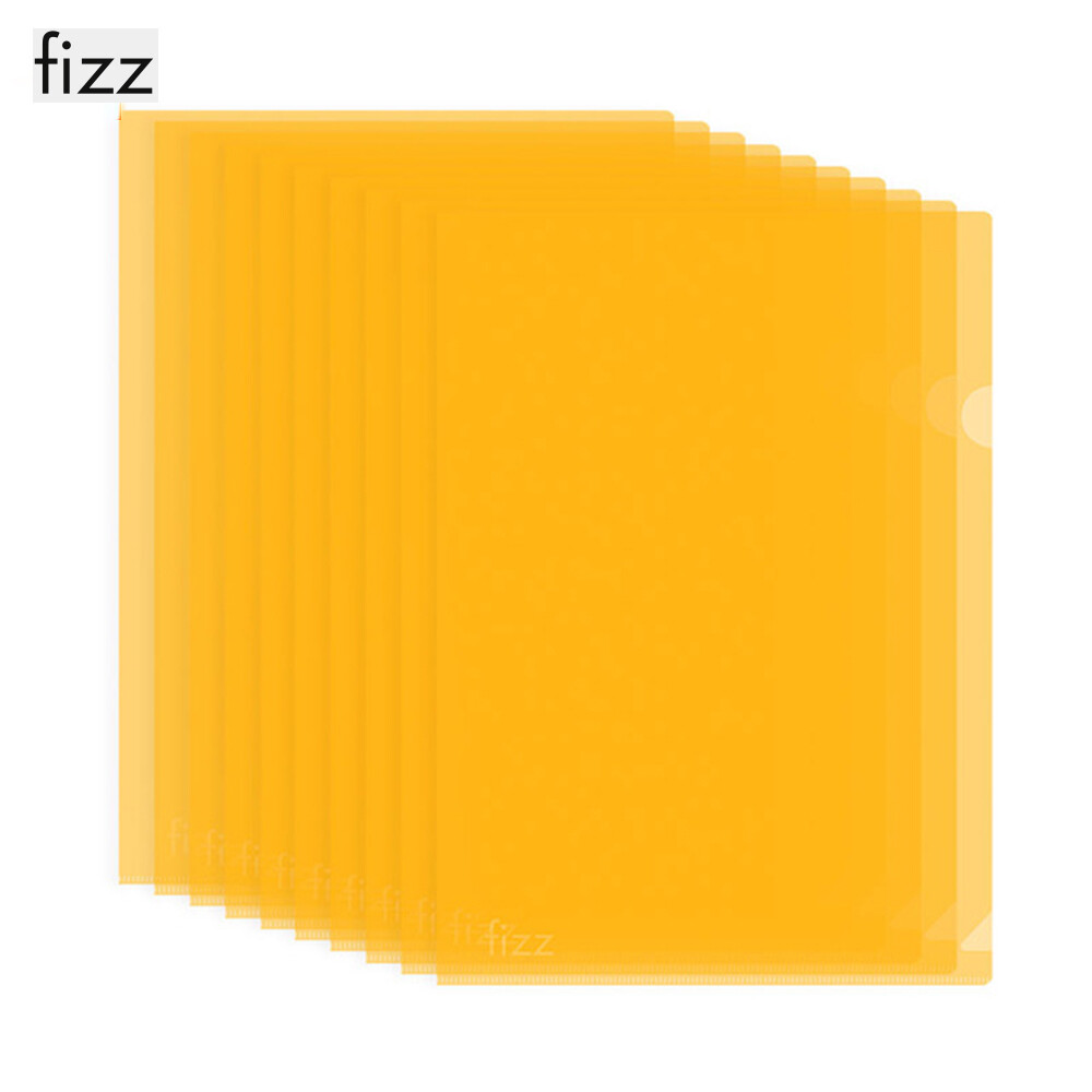 10pcs/set Fizz L-Shaped A4 Transparent File Set Products Document Filing Bag File Folder Office Document Organizer Waterproof Surface Thick PP Material For Office Business Ticket Holder Document