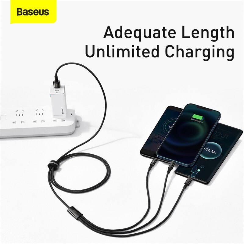 Baseus 3 in 1 USB Type C Cable For iPhone 12 Pro Max Micro USB Android Mobile Phone Cable For Samsung Xiammi USBC Data Wire Cord