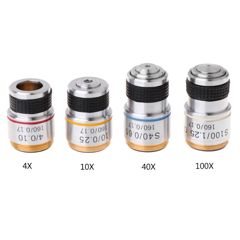 4X10X40X 100X Thấu Kính Tiêu Sắc Cho Kính Hiển Vi Sinh Học 185