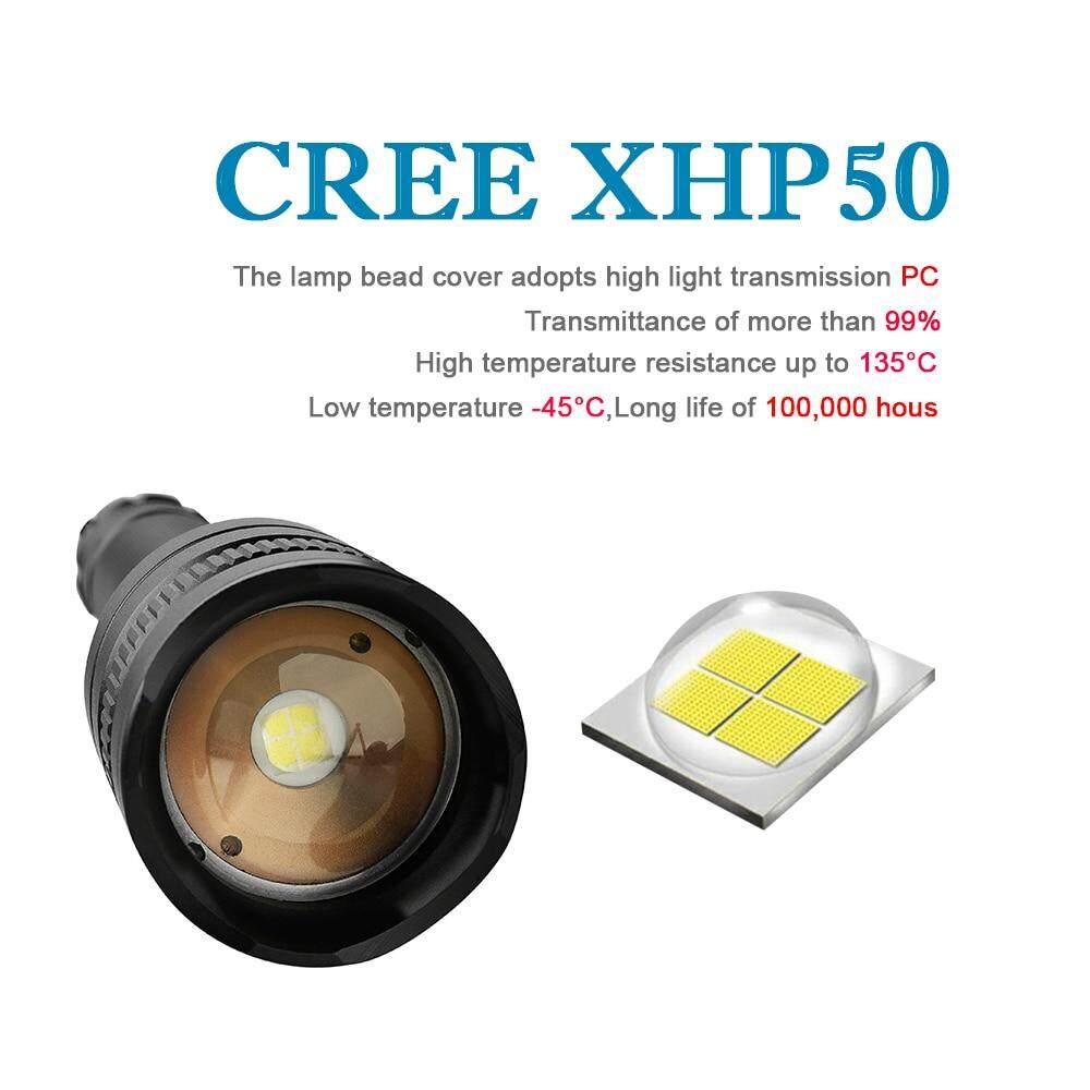 Đèn pin cao cấp siêu Sáng Phóng To CREE Xhp50 LED Đèn Pin Đèn Pin Chống Nước Lanterna Linterna Sử Dụng Pin Sạc 18650