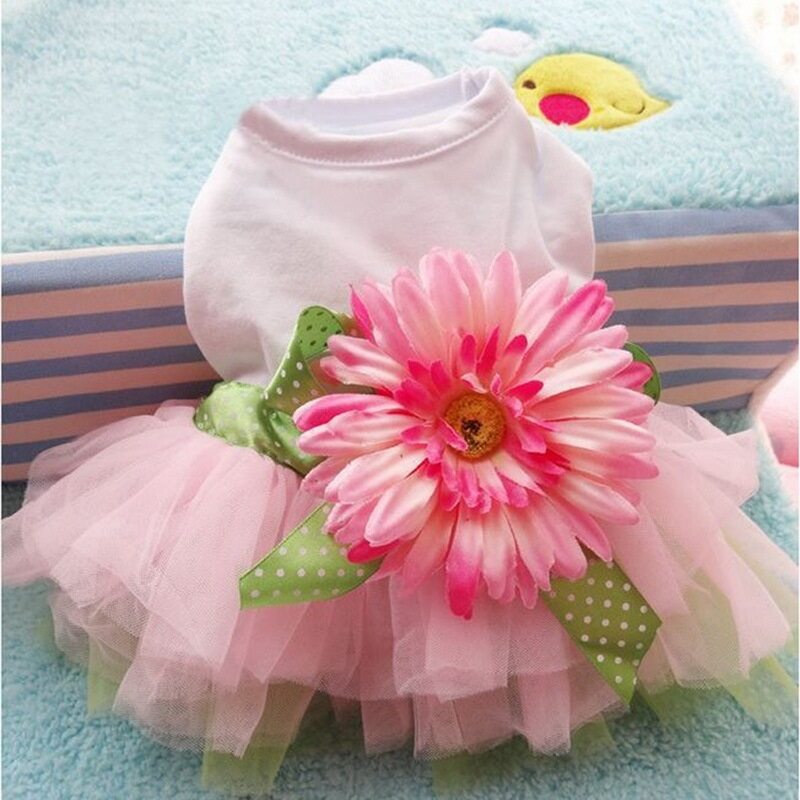 Pet Dog Dress Quần Áo Hướng Dương Công Chúa Dễ Thương Wedding Ball Dress