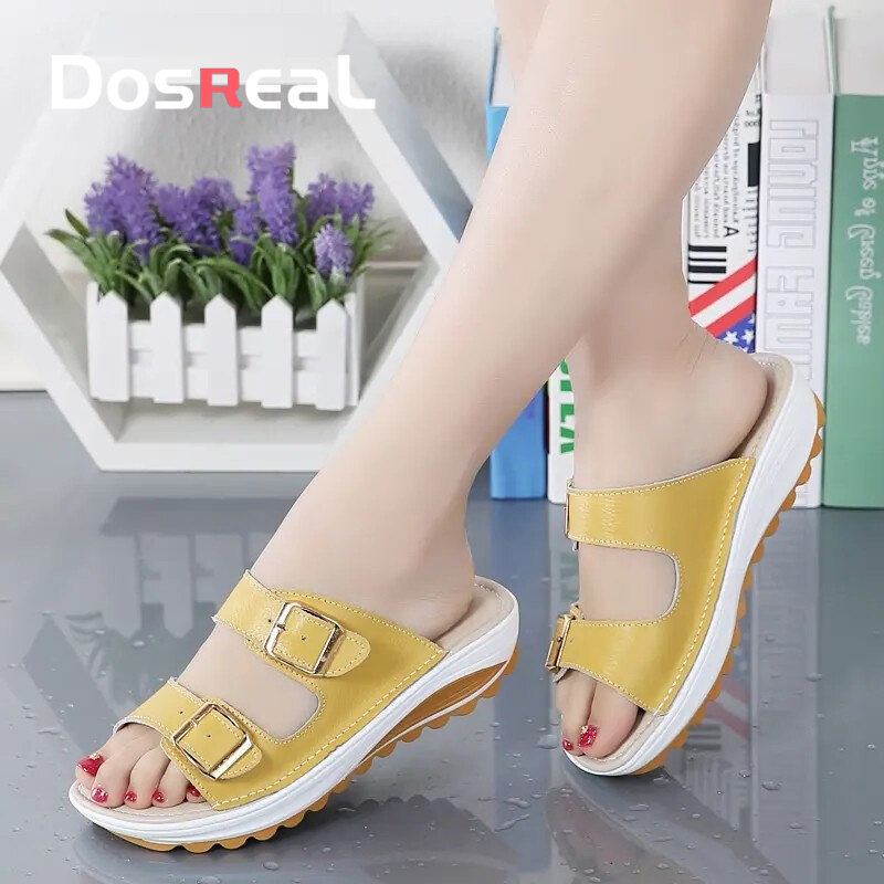 DOSREAL Summer Women Slippers Bohemian Style  Beach Shoes Big Size 36-41 Wedge Sandals Slipper Non-slip Platform Sandals Casual Shoes