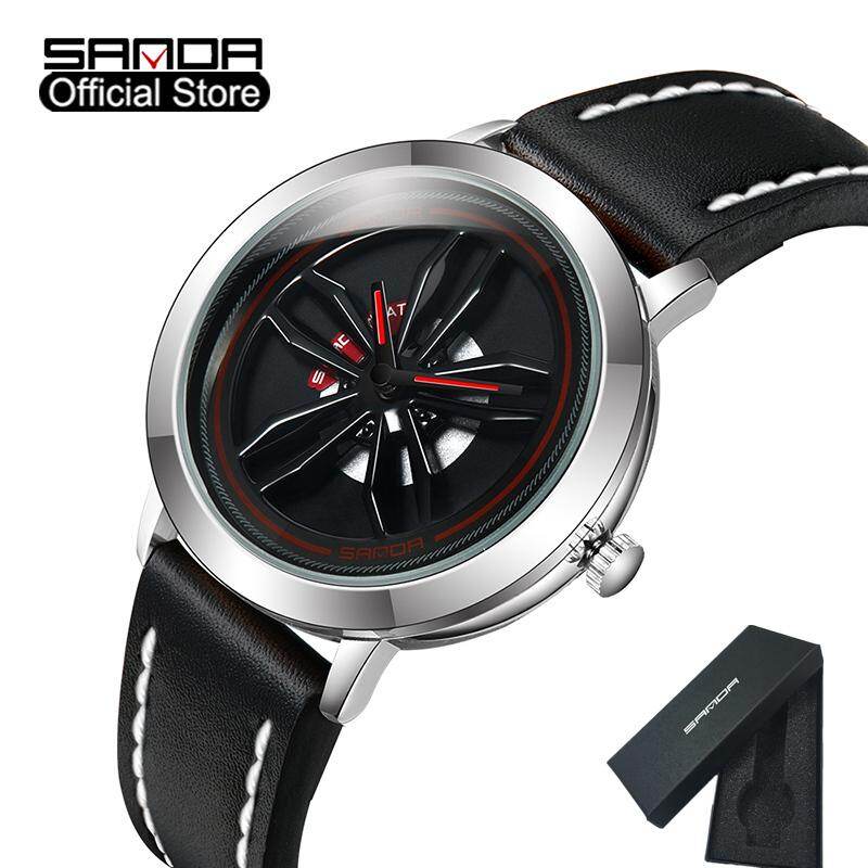 SANDA Fashion Original Men Watch Fashion Simple Personality Creative Sports Quartz Watch Leather Strap Waterproof Genuine Men Watch
