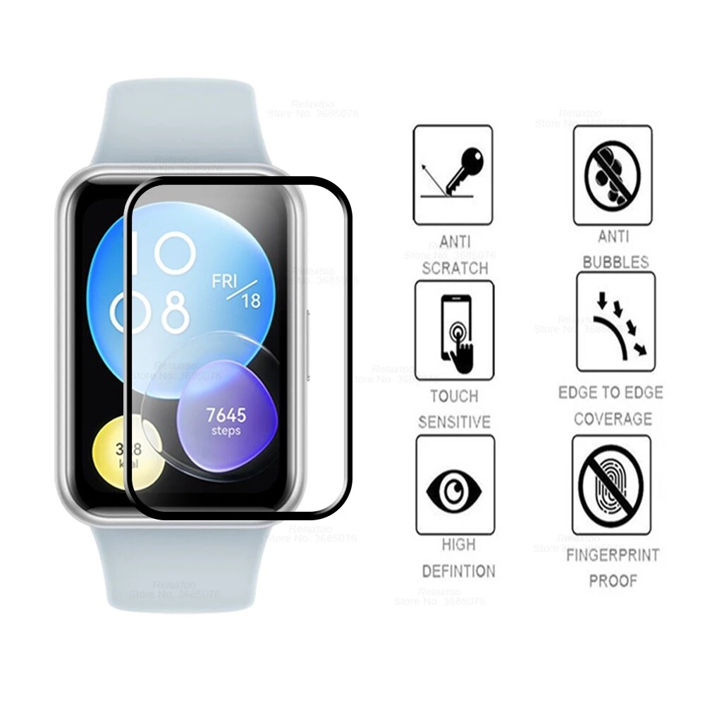 Miếng Dán Bảo Vệ Màn Hình HD Viền Cong PMMA 3D Cho Huawei Watch Fit 2