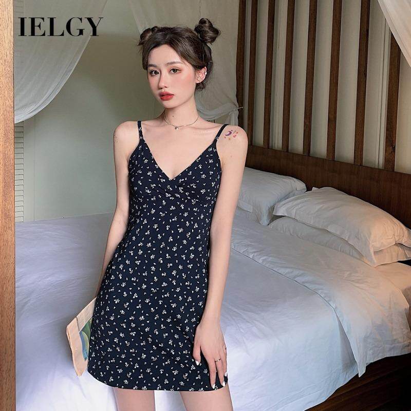 IELGY Women's dress jumpsuit floral short casual fashion blue suspenders simple vacation
