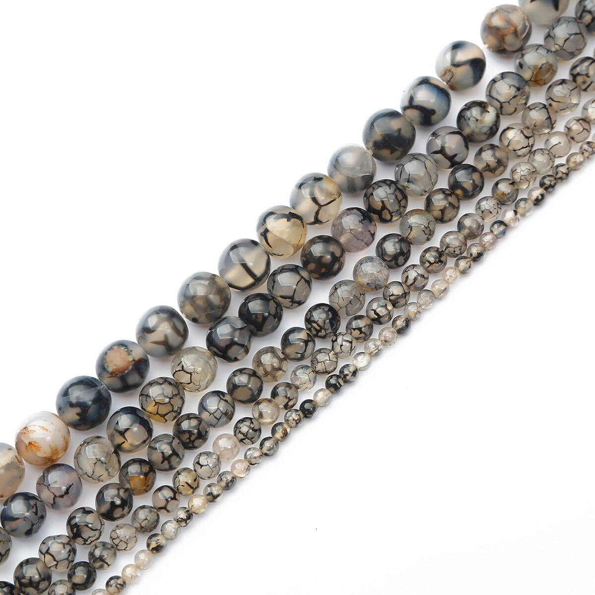 4/6/8/10/12mm Natural Stone Beads Black Dragon Agate Loose Round Beads for Jewelry Making DIY Bracelet Necklace Earring Jewelry Accessories About 15''(38cm)