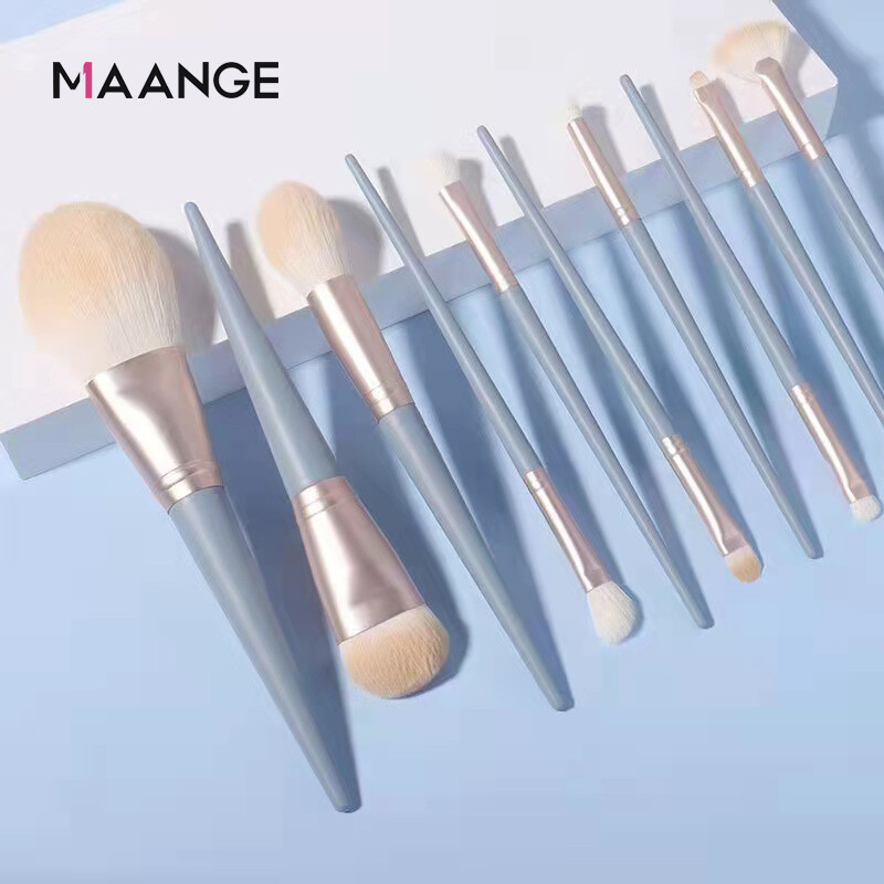 MAANGE Bộ Cọ Trang Điểm 10 Cái Kem Che Khuyết Điểm Phấn Mắt, Dụng Cụ Trang Điểm Chuyên Nghiệp Má Hồng
