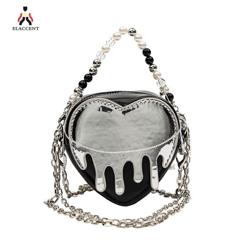 ELACCENT Y2K dissolved heart Mini chain lipstick headset pack
