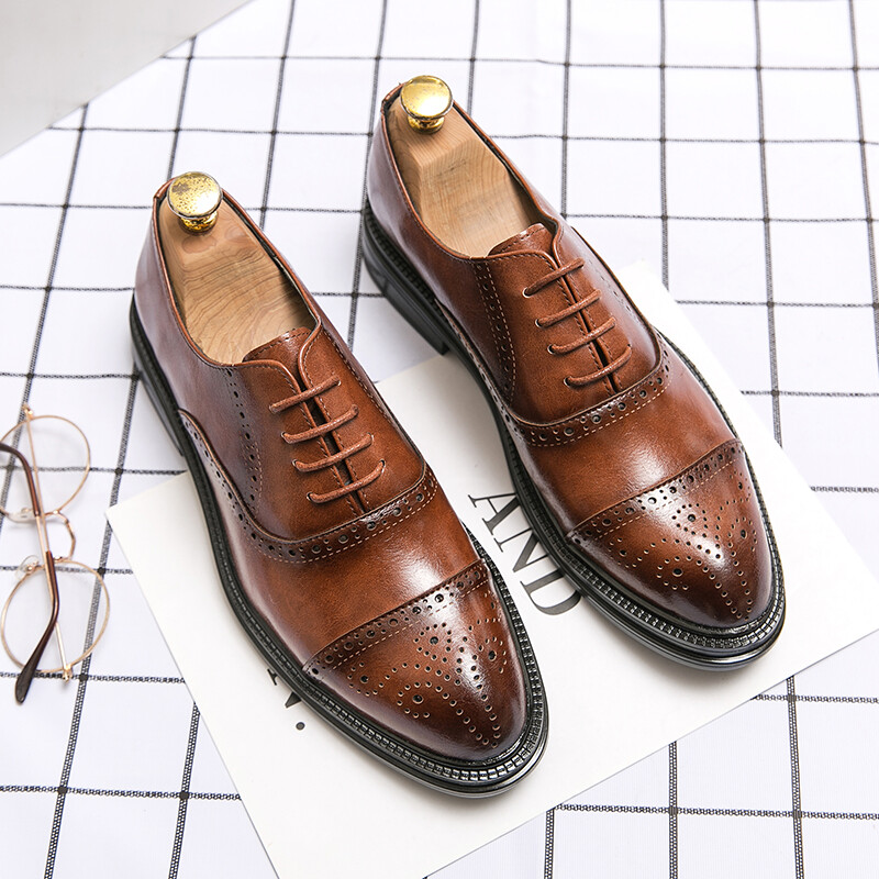 Brown Business Shoes Men Black Dress Shoes Men High Quality Fashion Wedding Formal Suit Shoes for Men 2023 Leather Luxury Brand YCLAN