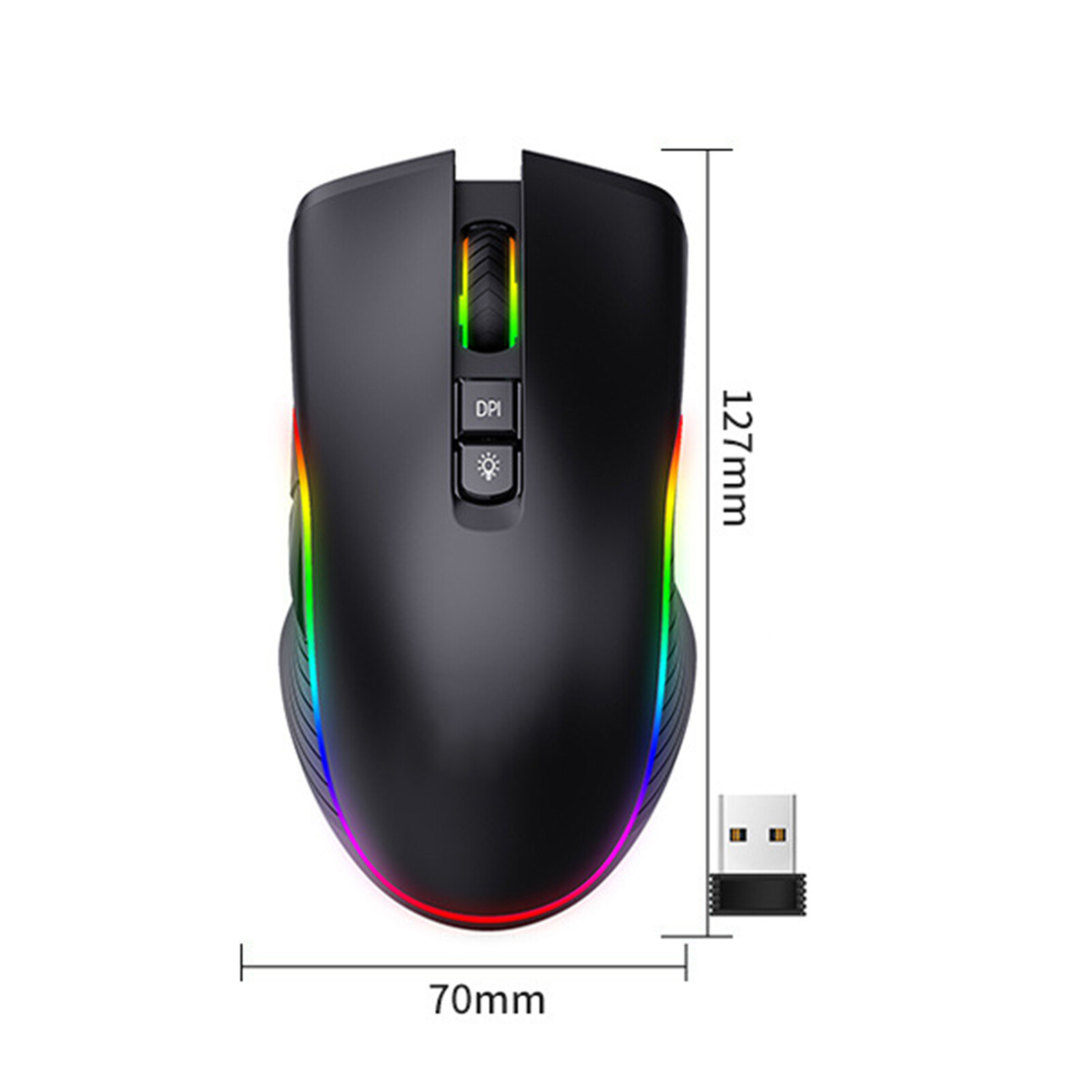 7 Buttons Type-C Charging DPI Adjustable Plug Play Wireless Mouse 2.4G Bluetooth-compatible Colorful Light Optical Mute Mouse with Receiver Computer Accessories Computer Mouse Plug