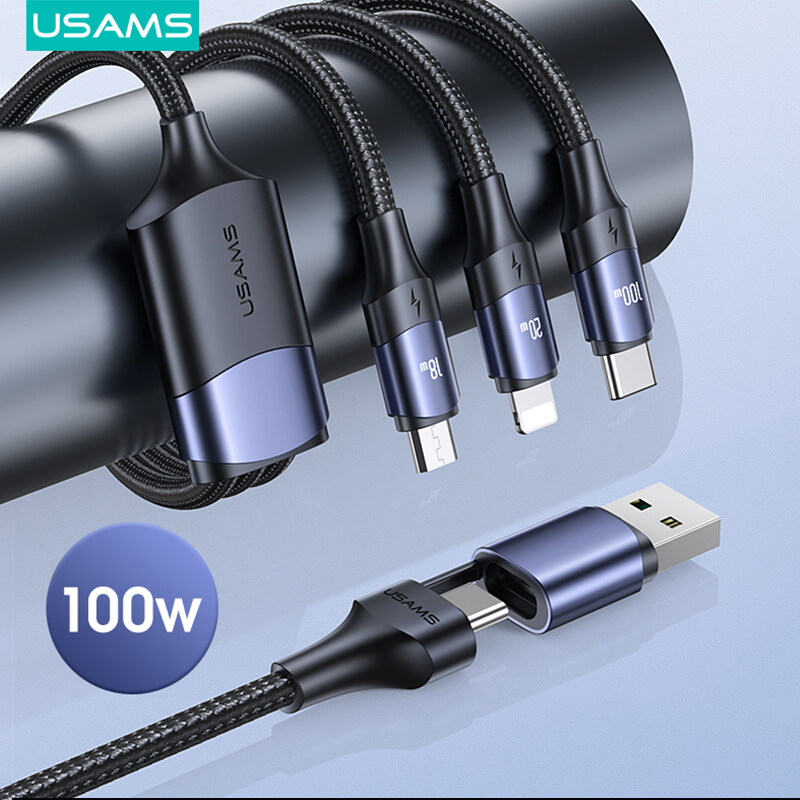 USAMS 100W 4 in 1 สายชาจแบตเร็ว Fast Charging Cable USBC TypeC