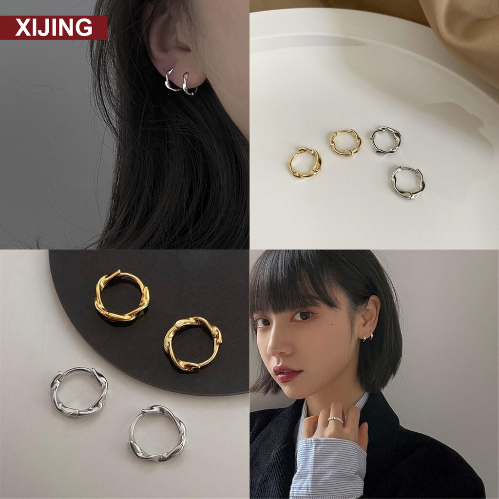sanhe Simple Wave Shape Earring Twisted Earrings Women Fashion Accessories Jewelry Earstuds