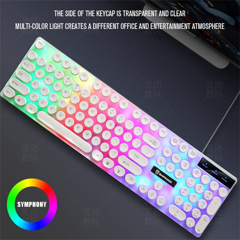 MV Wired Keyboard Mouse Set ful Backlight Ergonomic Mechanical 108 Keys Keyboard 3d Rollers Mouse For Computer Game