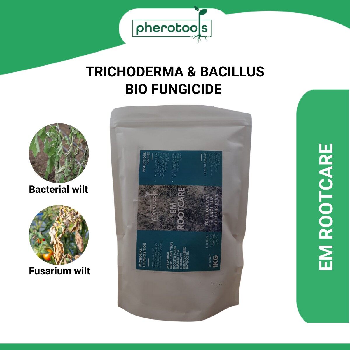 Pherotools EM Rootcare 100g / 1KG Trichoderma & Bacillus Bio fungicide ...