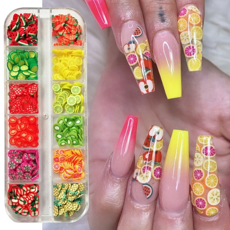 1Box 3D Nails Art Accessories Mixed Flower Fruit Slices Slicing Nail