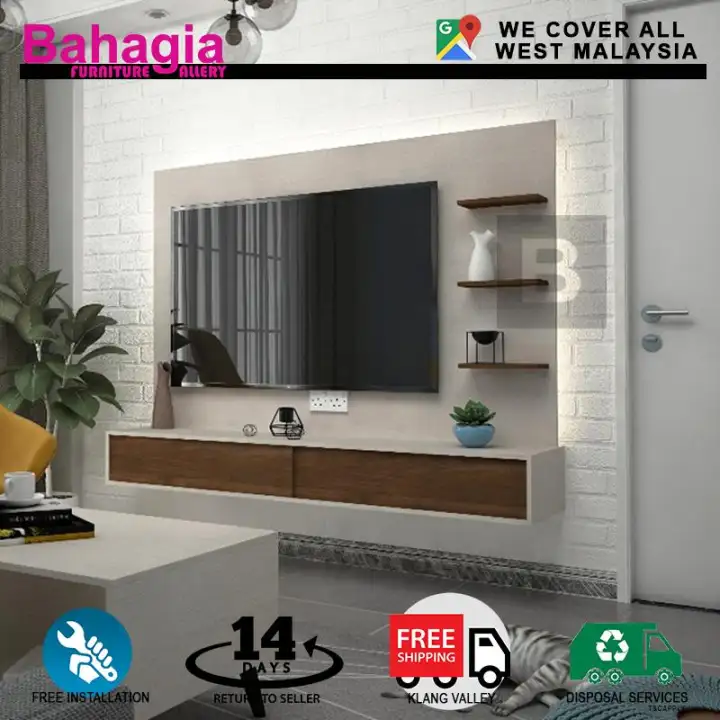 Tv Cabinet Bahagia Marimar 6ft Free Led Light Scandinavian Design 2 Sliding Drawer Hold Up To 65 Inches Almari Kabinet Berlaci Ruang Tamu Rak Lazada Tv Cabinet Bahagia Marimar 6ft