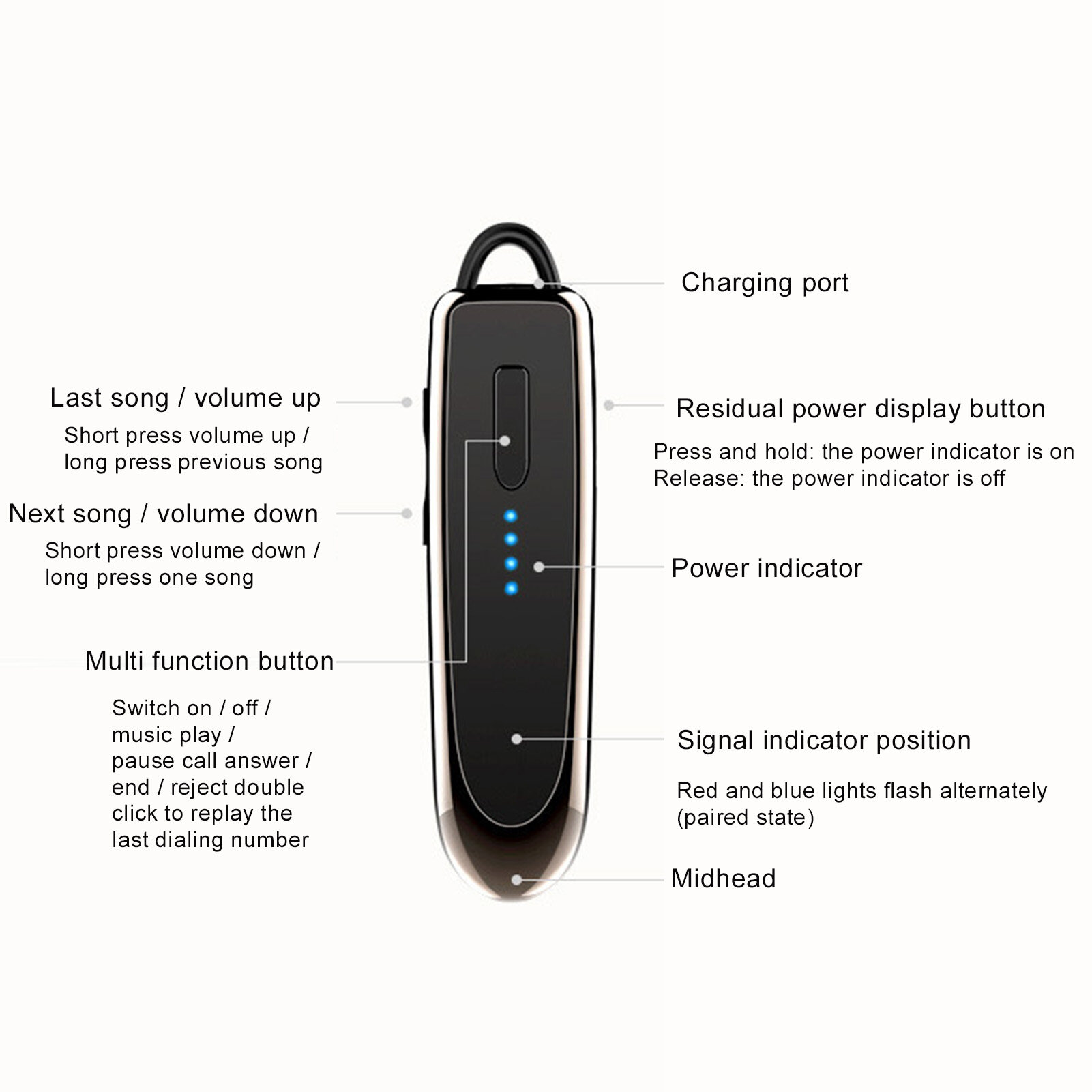 Tai Nghe K23 Không Dây 5.0 Tương Thích Bluetooth Có Chức Năng Thoại Cho Điện Thoại