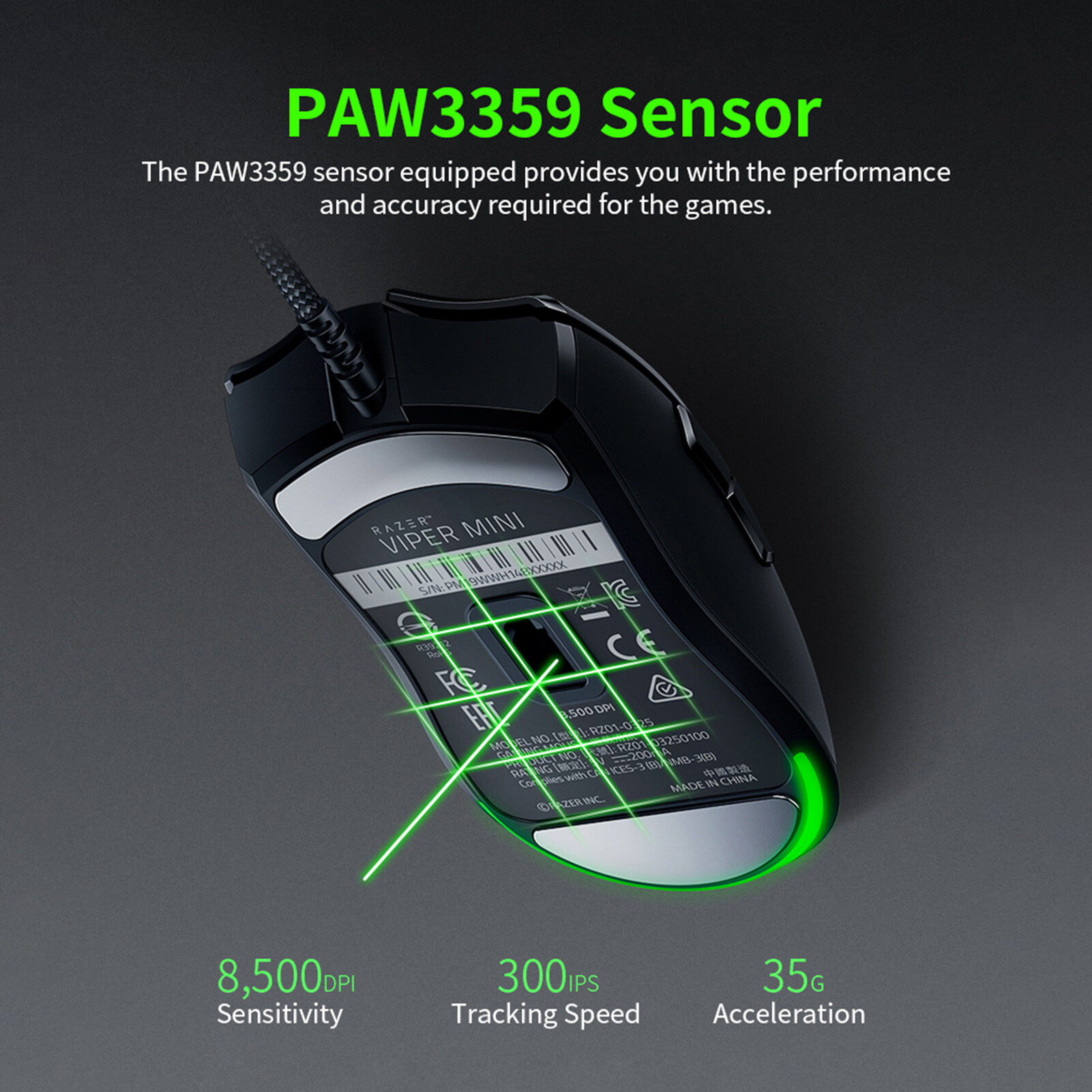 Cho Razer Viper Chuột Có Dây Cáp SPEEDFLEX Chroma RGB Nhẹ 8500DPI Cảm Biến Quang Chơi Game Mini Chuột Cho PC