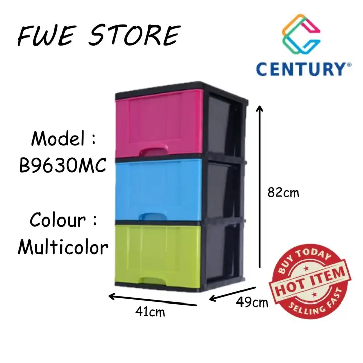 Century 3 Tier Plastic Drawer Plastic Cabinet Storage Cabinet
