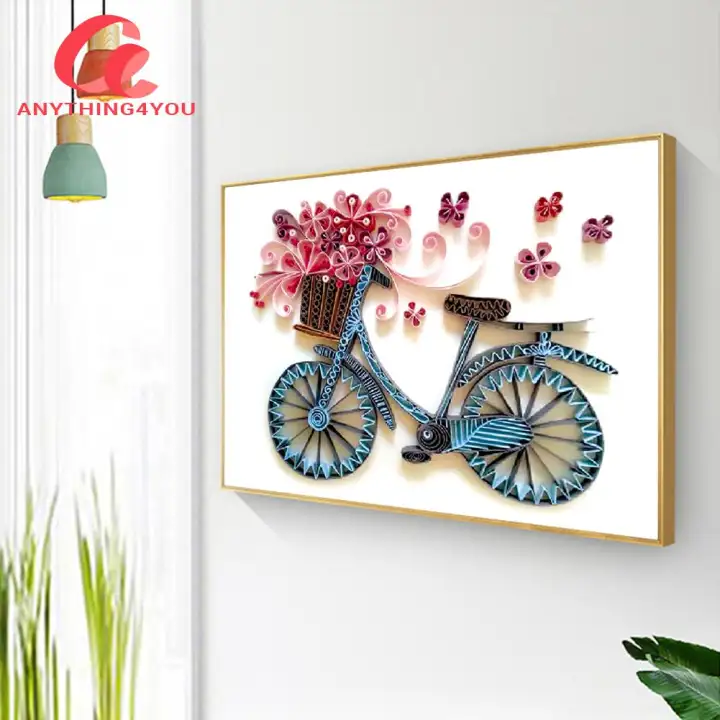 Quilted Paper Stripes Tool Set Bike Flower DIY Quilling Painting Kit DIY Handmade A4 Material Package Line Drawing and Tools